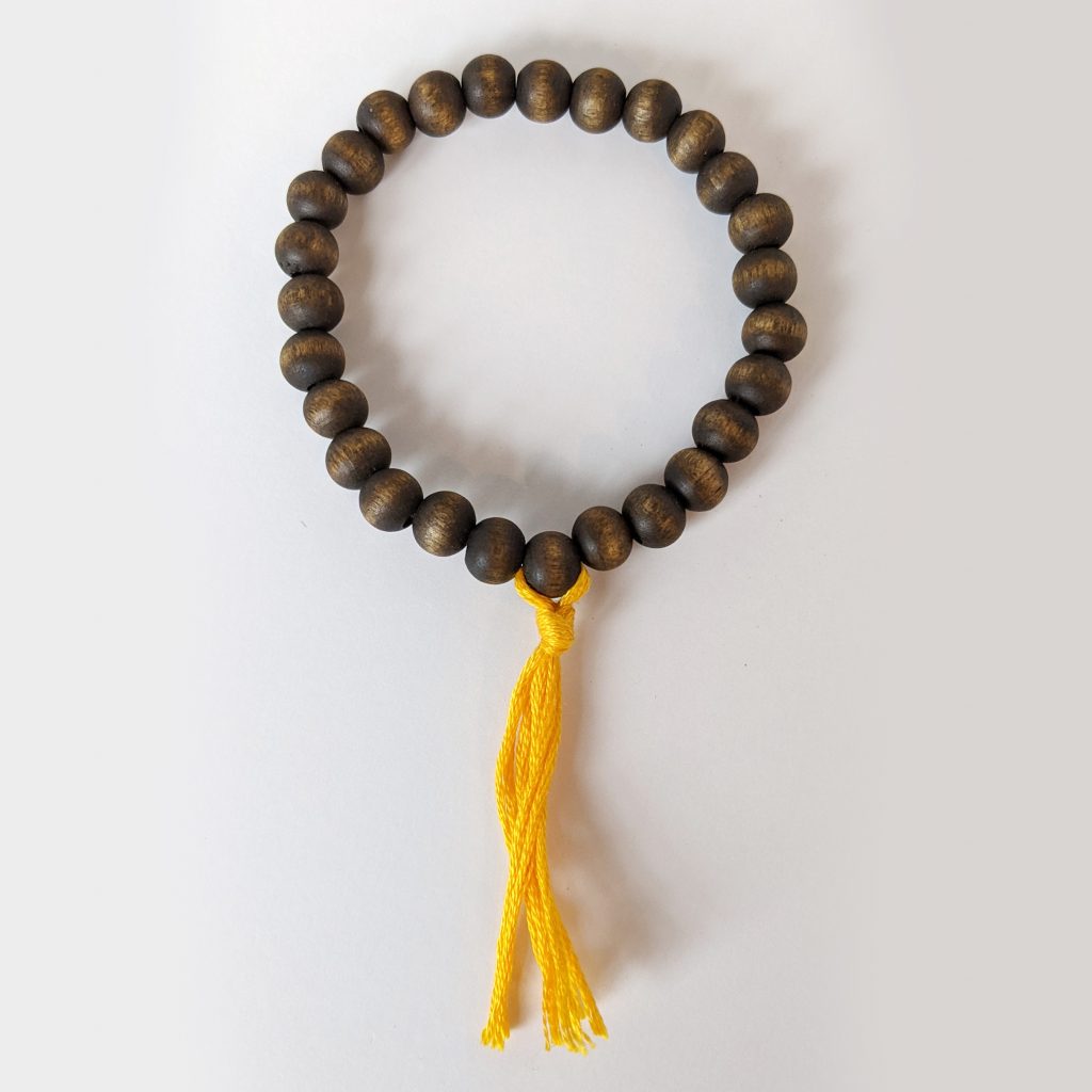 Wooden Bead Bracelets - hand made with yelolow tassel for solar plexus  chakra