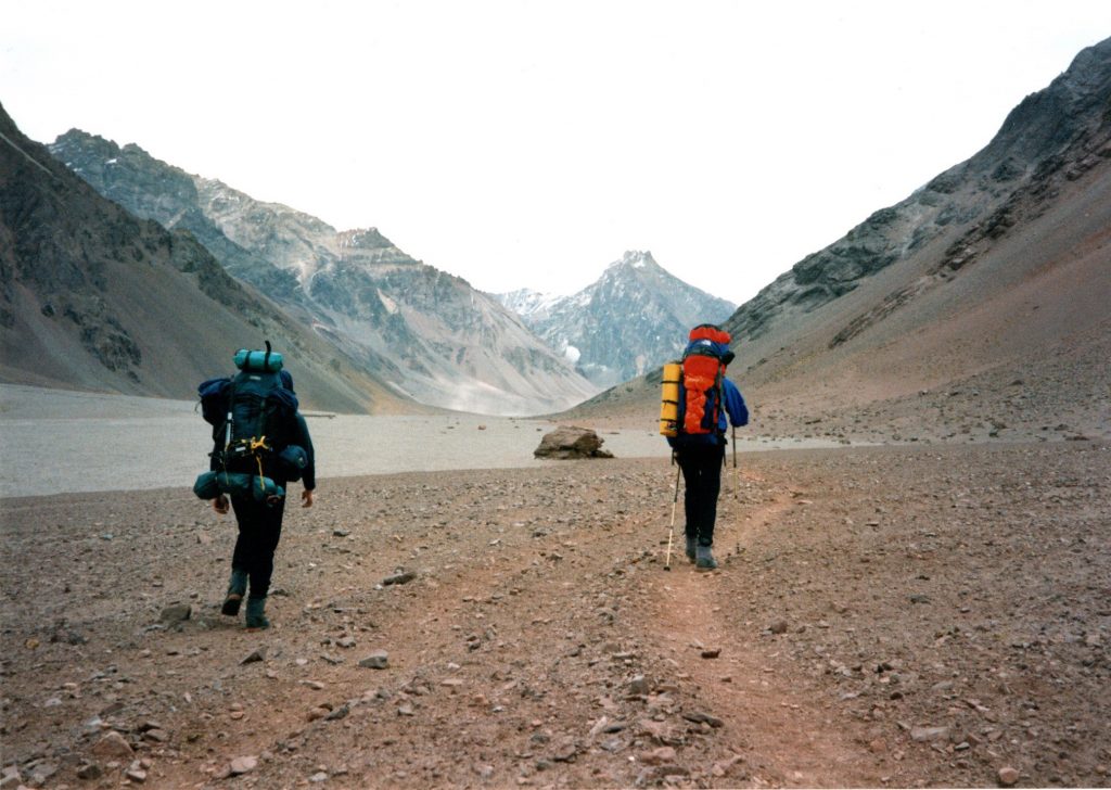 Heavy packs on the walk in to Aconcagua